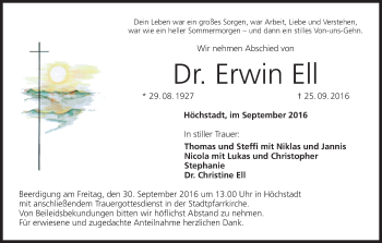 Anzeige von Erwin Ell von MGO