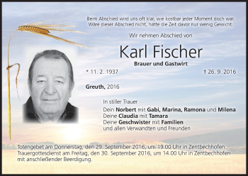 Anzeige von Karl Fischer von MGO