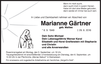 Anzeige von Marianne Gärtner von MGO