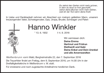 Anzeige von Hanno Winkler von MGO