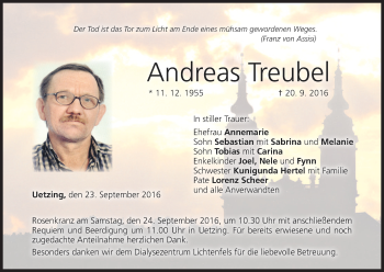 Anzeige von Andreas Treubel von MGO