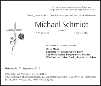 Anzeige von Michael Schmidt von MGO