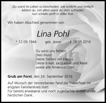 Anzeige von Lina Pohl von MGO