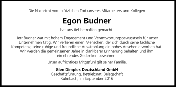 Anzeige von Egon Budner von MGO