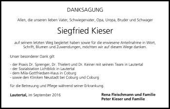 Anzeige von Siegfried Kieser von MGO