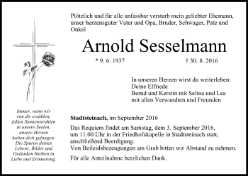 Anzeige von Arnold Sesselmann von MGO