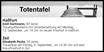 Anzeige von Totentafel vom 09.09.2016 von MGO