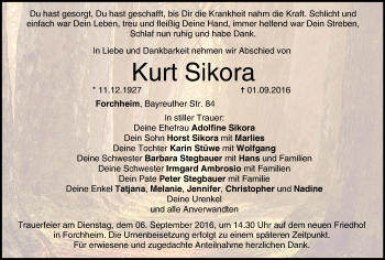 Anzeige von Kurt Sikora von MGO