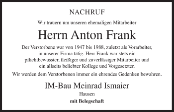 Anzeige von Anton Frank von MGO