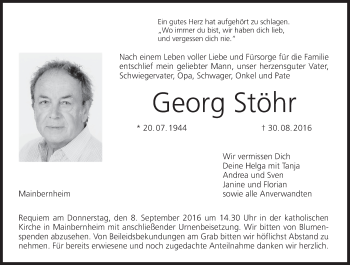 Anzeige von Georg Stöhr von MGO