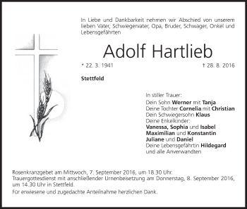 Anzeige von Adolf Hartlieb von MGO