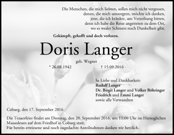 Anzeige von Doris Langer von MGO