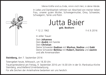 Anzeige von Jutta Baier von MGO