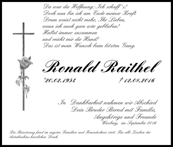 Anzeige von Ronald Raithel von MGO