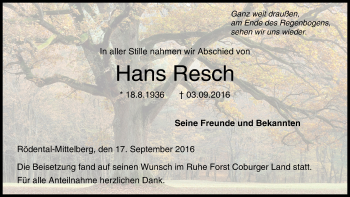 Anzeige von Hans Resch von MGO