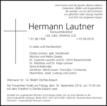 Anzeige von Hermann Lautner von MGO