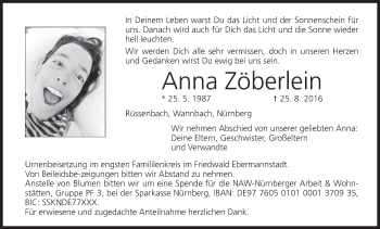 Anzeige von Anna Zöberlein von MGO