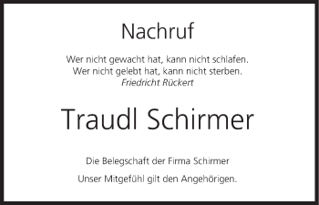 Anzeige von Traudl Schirmer von MGO
