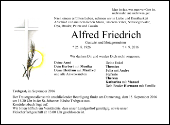 Anzeige von Alfred Friedrich von MGO