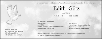 Anzeige von Edith Götz von MGO