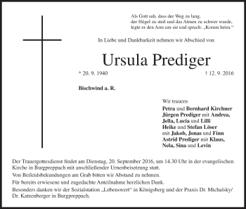 Anzeige von Ursula Prediger von MGO