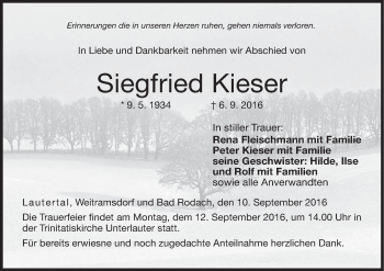 Anzeige von Siegfried Kieser von MGO