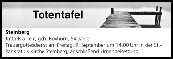 Anzeige von Totentafel vom 08.09.2016 von MGO