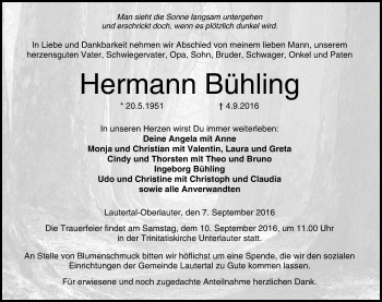 Anzeige von Hermann Bühling von MGO