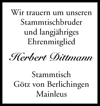 Anzeige von Herbert Dittmann von MGO