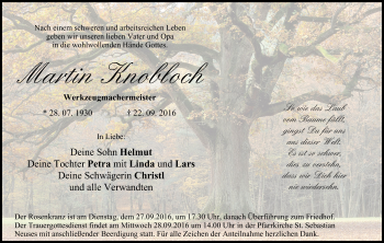 Anzeige von Martin Knobloch von MGO