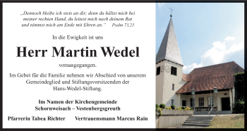 Anzeige von Martin Wedel von MGO