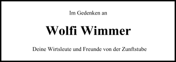 Anzeige von Wolfi Wimmer von MGO