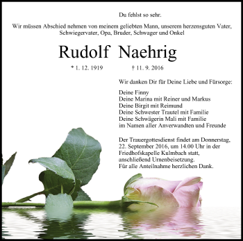 Anzeige von Rudolf Naehrig von MGO