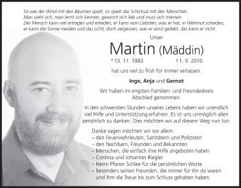 Anzeige von Martin Mäddin von MGO