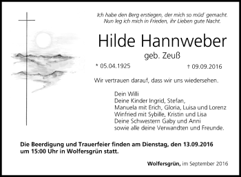 Anzeige von Hilde Hannweber von MGO