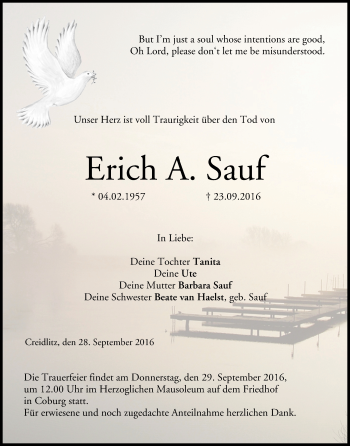 Anzeige von Erich A. Sauf von MGO