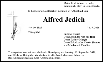 Anzeige von Alfred Jedich von MGO