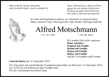 Anzeige von Alfred Motschmann von MGO