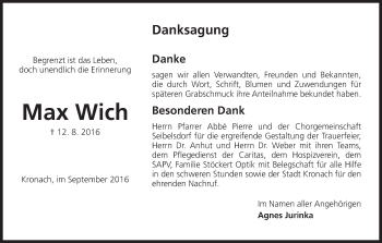 Anzeige von Max Wich von MGO
