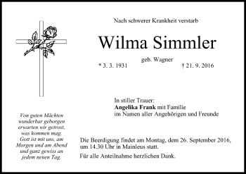 Anzeige von Wilma Simmler von MGO