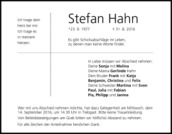 Anzeige von Stefan Hahn von MGO