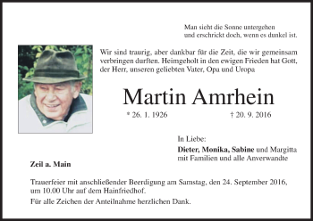 Anzeige von Martin Amrhein von MGO