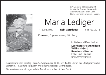 Anzeige von Maria Lediger von MGO