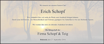 Anzeige von Erich Schopf von MGO