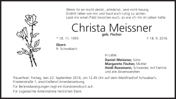 Anzeige von Christa Meissner von MGO