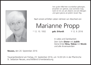 Anzeige von Marianne Propp von MGO