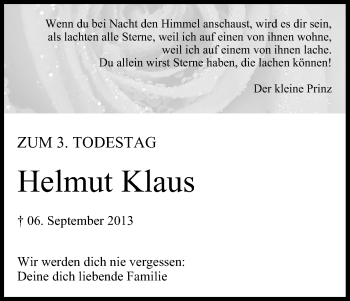 Anzeige von Helmut Klaus von MGO