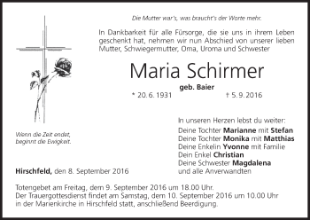 Anzeige von Maria Schirmer von MGO