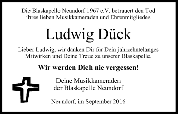 Anzeige von Ludwig Dück von MGO