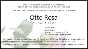 Anzeige von Otto Rosa von MGO